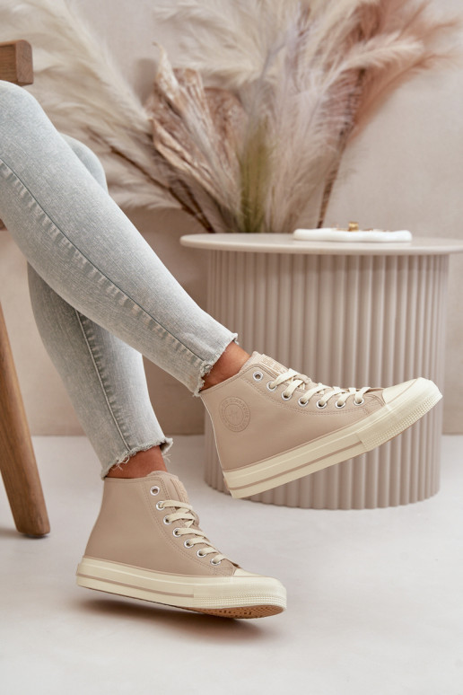 Laisvalaikio bateliai pašiltinti iš eko odos smėlio spalvos Big Star OO274934