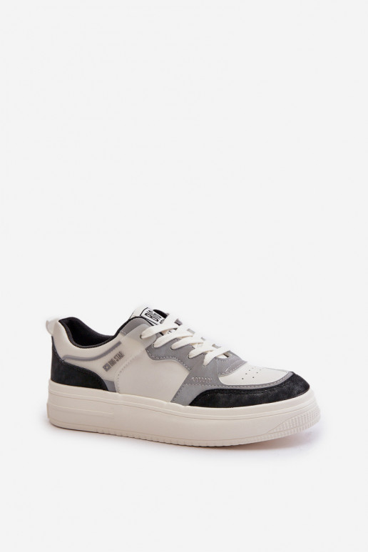 Moteriškos žemos Sneakers modelio batai iš dirbtinės odos Big Star OO274028 Baltos-pilkos spalvos