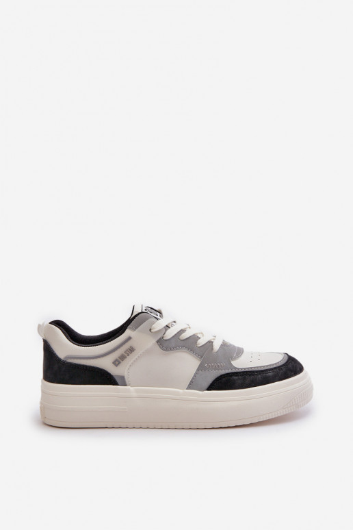 Moteriškos žemos Sneakers modelio batai iš dirbtinės odos Big Star OO274028 Baltos-pilkos spalvos