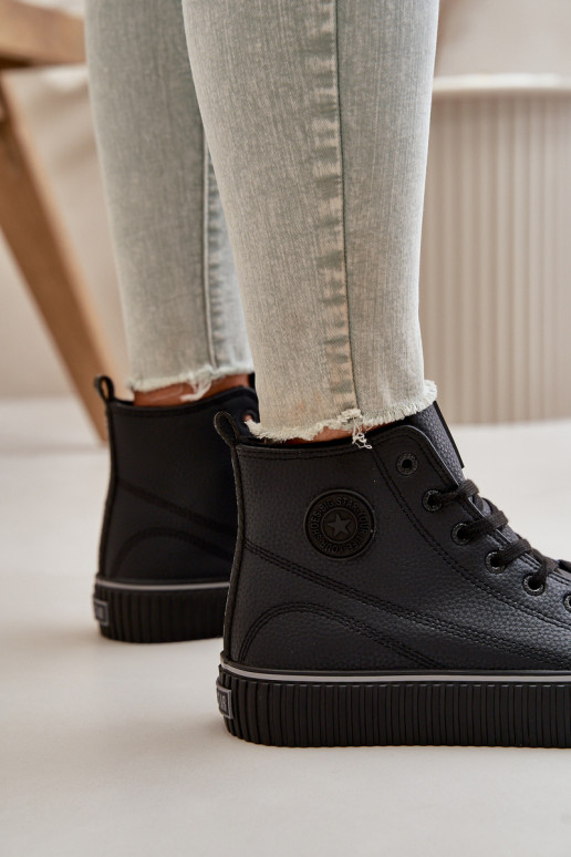 Moteriškas pašiltinti laisvalaikio batai iš eko odos Big Star OO274790 juodos spalvos