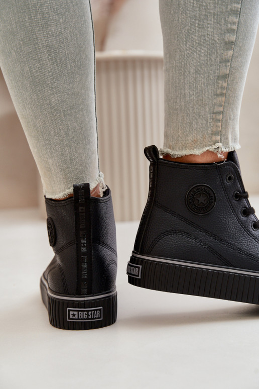 Moteriškas pašiltinti laisvalaikio batai iš eko odos Big Star OO274790 juodos spalvos