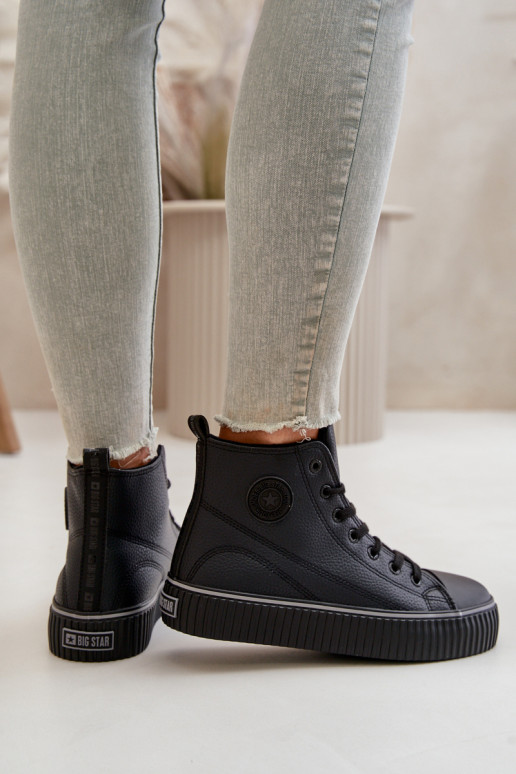 Moteriškas pašiltinti laisvalaikio batai iš eko odos Big Star OO274790 juodos spalvos