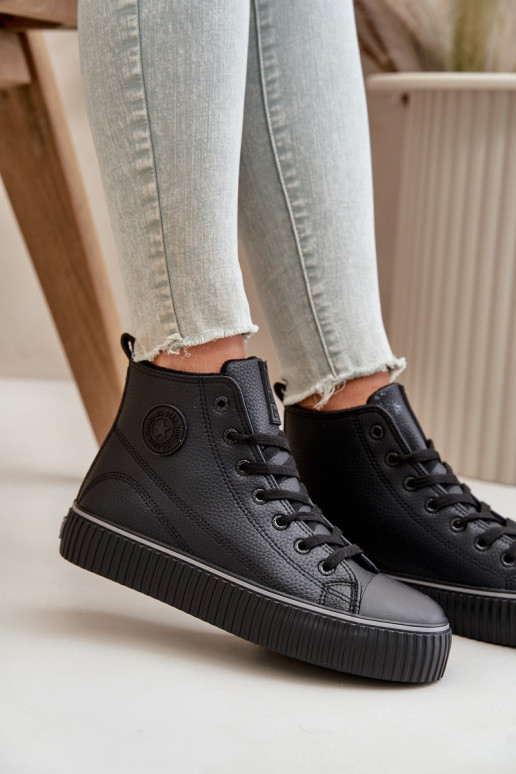 Moteriškas pašiltinti laisvalaikio batai iš eko odos Big Star OO274790 juodos spalvos