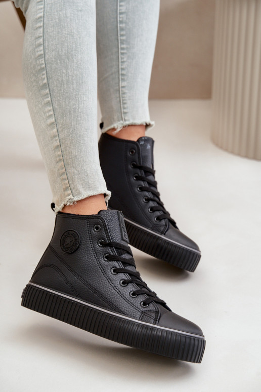 Moteriškas pašiltinti laisvalaikio batai iš eko odos Big Star OO274790 juodos spalvos