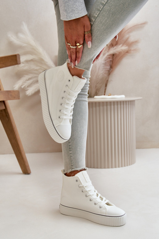 Moteriškas pašiltinti laisvalaikio batai iš eko odos Big Star OO274788 baltos spalvos