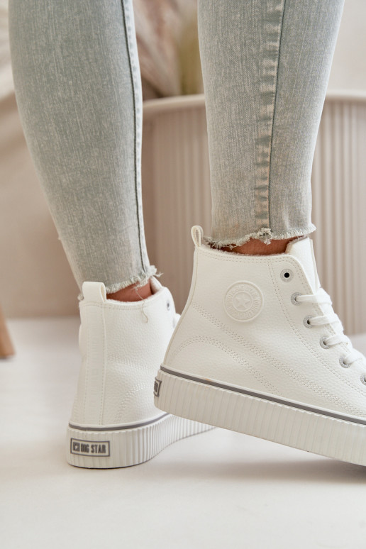 Moteriškas pašiltinti laisvalaikio batai iš eko odos Big Star OO274788 baltos spalvos