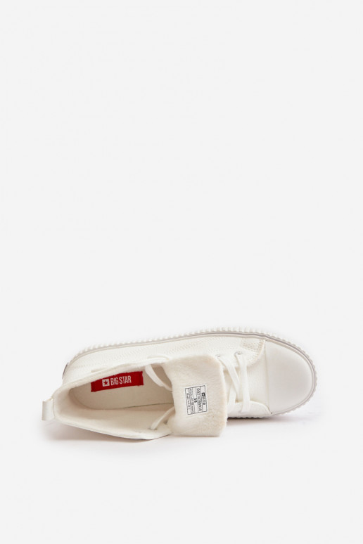 Moteriškas pašiltinti laisvalaikio batai iš eko odos Big Star OO274788 baltos spalvos
