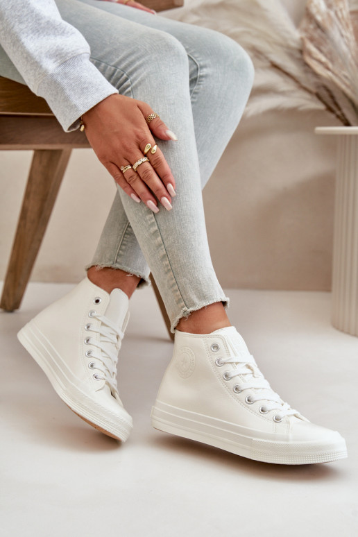 Laisvalaikio bateliai pašiltinti iš eko odos baltos spalvos Big Star OO274932