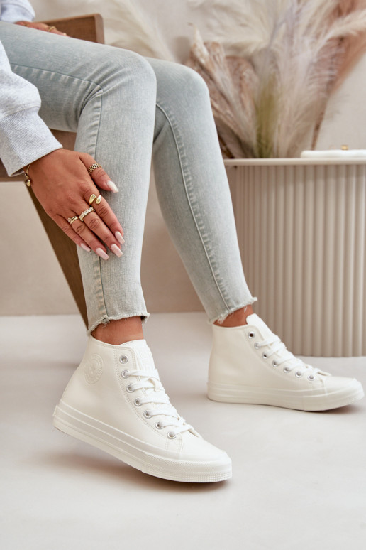 Laisvalaikio bateliai pašiltinti iš eko odos baltos spalvos Big Star OO274932