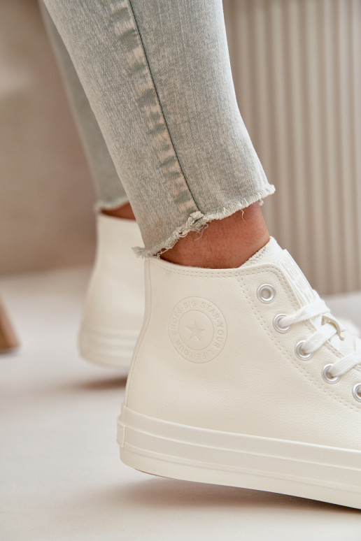 Laisvalaikio bateliai pašiltinti iš eko odos baltos spalvos Big Star OO274932