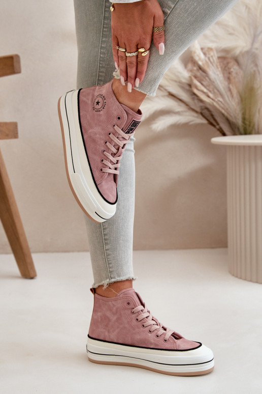 pašiltinti Laisvalaikio bateliai su platforma Eko Oda Big Star OO274068 rožinės spalvos