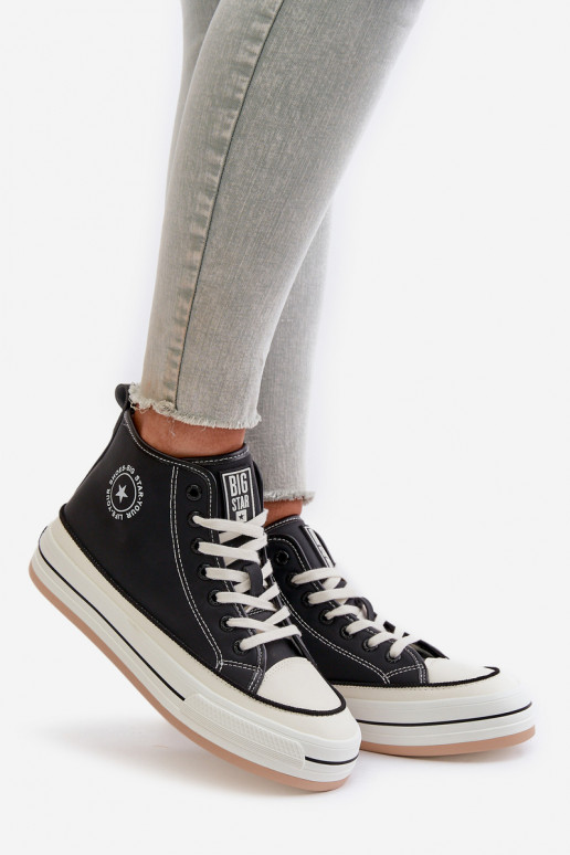 pašiltinti Laisvalaikio bateliai su platforma Eko Oda Big Star OO274062 juodos spalvos