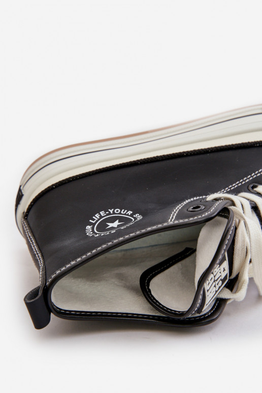 pašiltinti Laisvalaikio bateliai su platforma Eko Oda Big Star OO274062 juodos spalvos