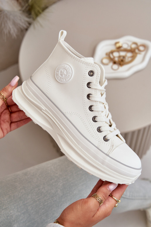 Laisvalaikio bateliai su platforma Eko Oda Big Star OO274064 baltos spalvos