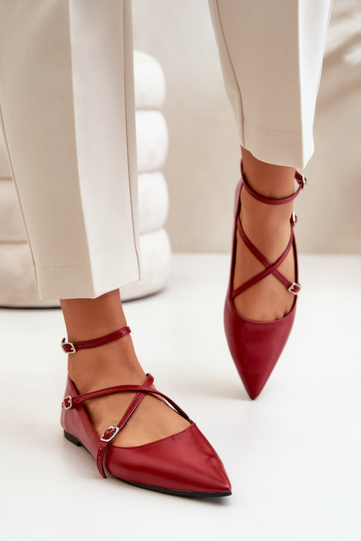 Balerinos Moteriškas Z Noskami smailiomis nosytėmis I Przeplatającymi Się Paskami bordo spalvos Violra