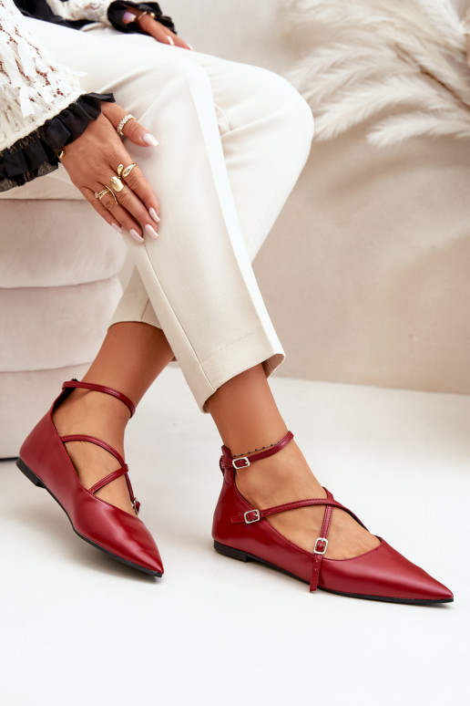 Balerinos Moteriškas Z Noskami smailiomis nosytėmis I Przeplatającymi Się Paskami bordo spalvos Violra