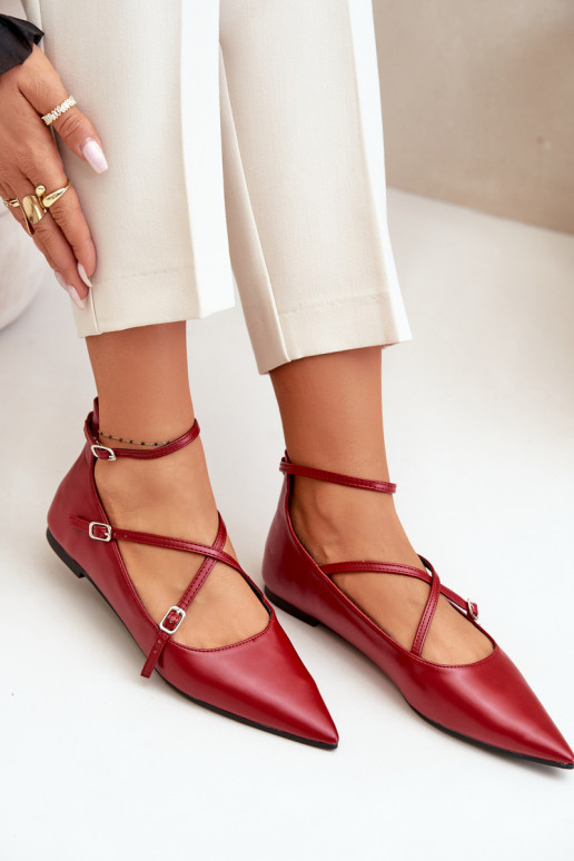 Balerinos Moteriškas Z Noskami smailiomis nosytėmis I Przeplatającymi Się Paskami bordo spalvos Violra