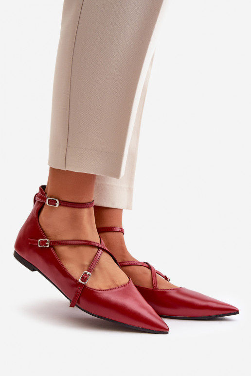 Balerinos Moteriškas Z Noskami smailiomis nosytėmis I Przeplatającymi Się Paskami bordo spalvos Violra