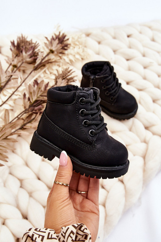 Vaikiški pašiltinti juodos spalvos batai Aulinukai Dexter