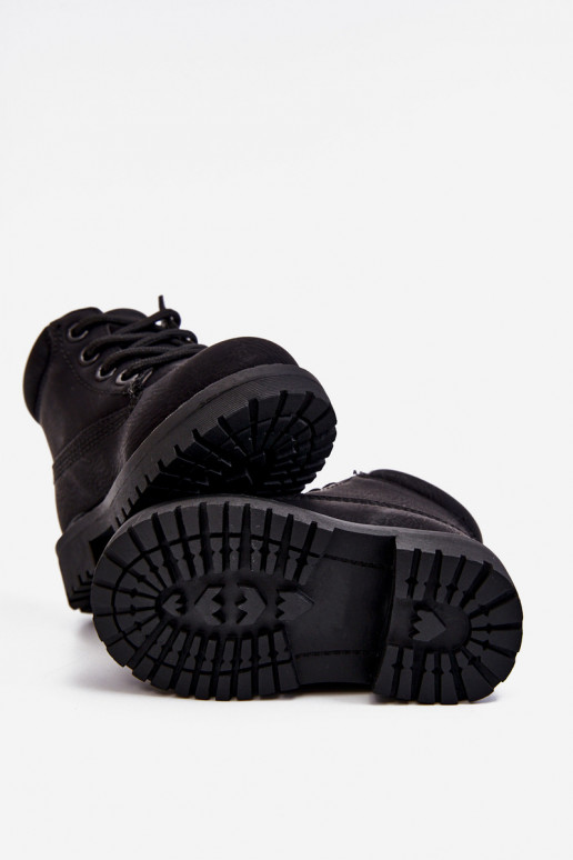 Vaikiški pašiltinti juodos spalvos batai Aulinukai Dexter