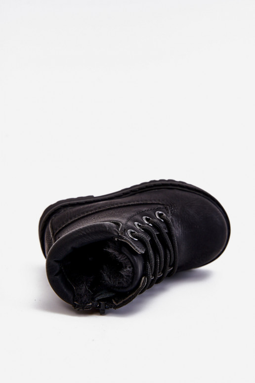 Vaikiški pašiltinti juodos spalvos batai Aulinukai Dexter