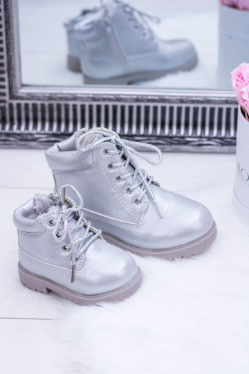 vaikams pašiltinti sidabro spalvos batai aulinukai Dexter