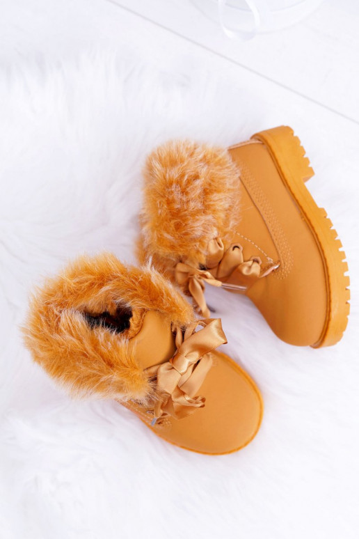 Vaikiški aulinukai aulinukai su kailiuku rudos spalvos Tesoro