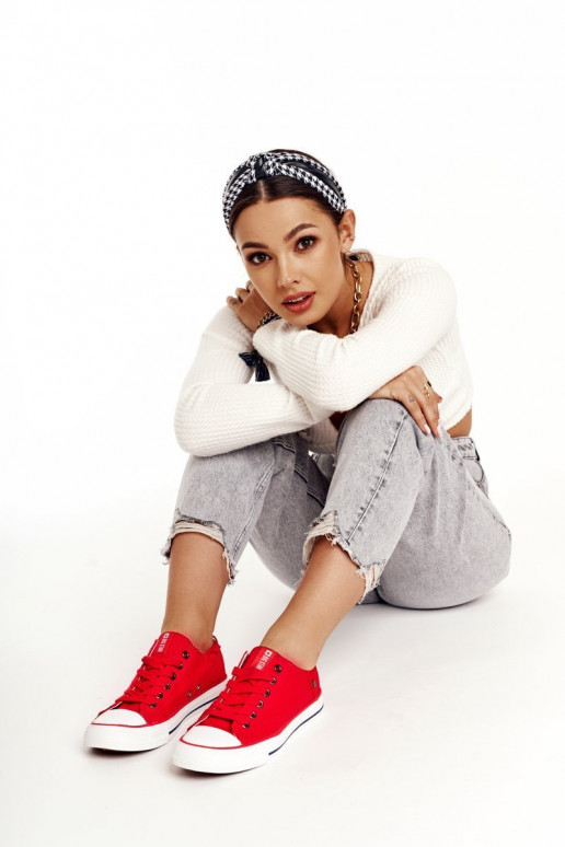 Klasikinio modelio lygiapadžiai sportbačiai Big Star DD274339 raudonos spalvos Klasikinio modelio lygiapadžiai sportbačiai Big Star DD274339 raudonos spalvos