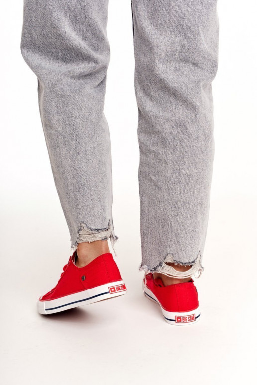 Klasikinio modelio lygiapadžiai sportbačiai Big Star DD274339 raudonos spalvos Klasikinio modelio lygiapadžiai sportbačiai Big Star DD274339 raudonos spalvos