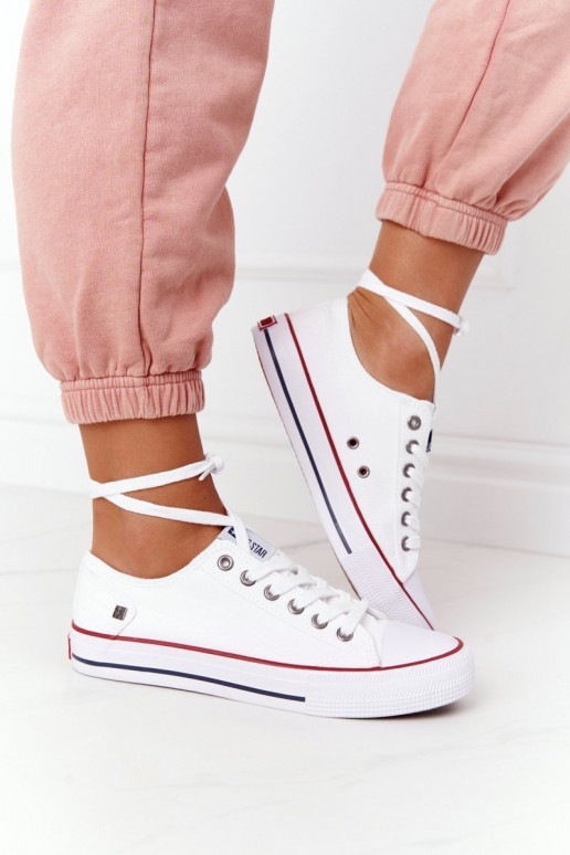 Klasikinio modelio lygiapadžiai sportbačiai Big Star DD274336 baltos spalvos