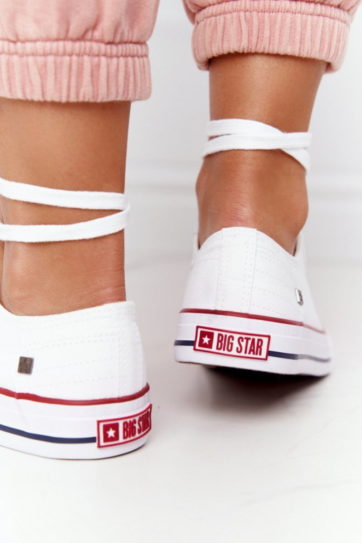 Klasikinio modelio lygiapadžiai sportbačiai Big Star DD274336 baltos spalvos