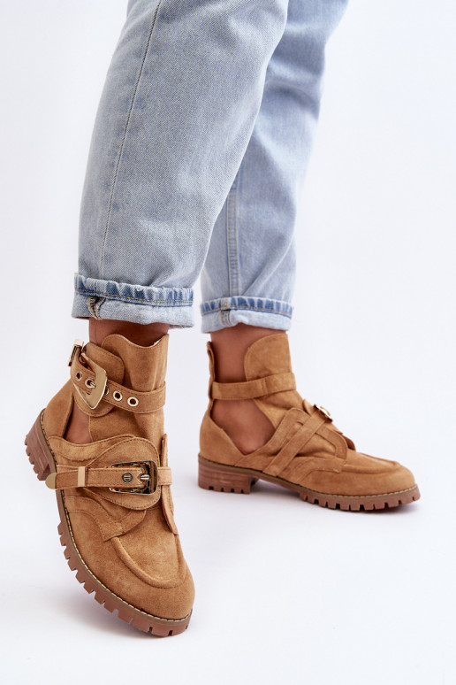 Lu Boo Zomšiniai batai rudos spalvos Rock Girl Lu Boo Zomšiniai batai rudos spalvos Rock Girl