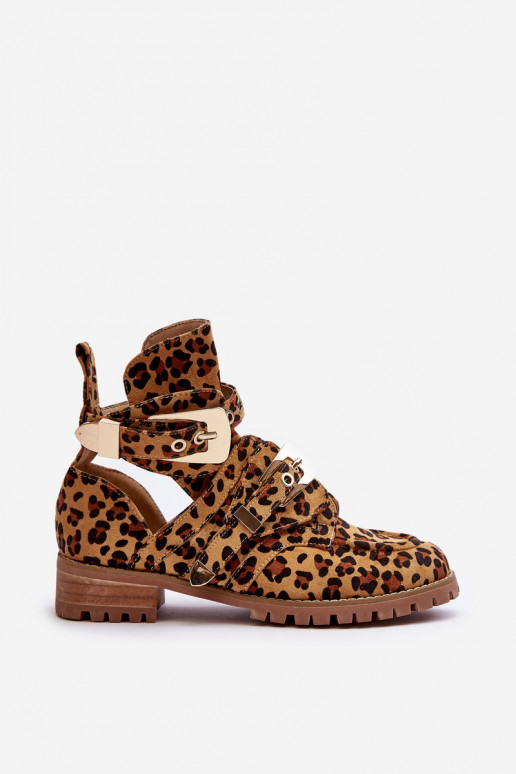 Lu Boo Zomšiniai batai su leopardo kailio raštais Rock Girl