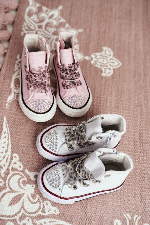 Vaikiški laisvalaikio batai su tviskančiomis akutėmis baltos spalvos Smile Vaikiški laisvalaikio batai su tviskančiomis akutėmis baltos spalvos Smile