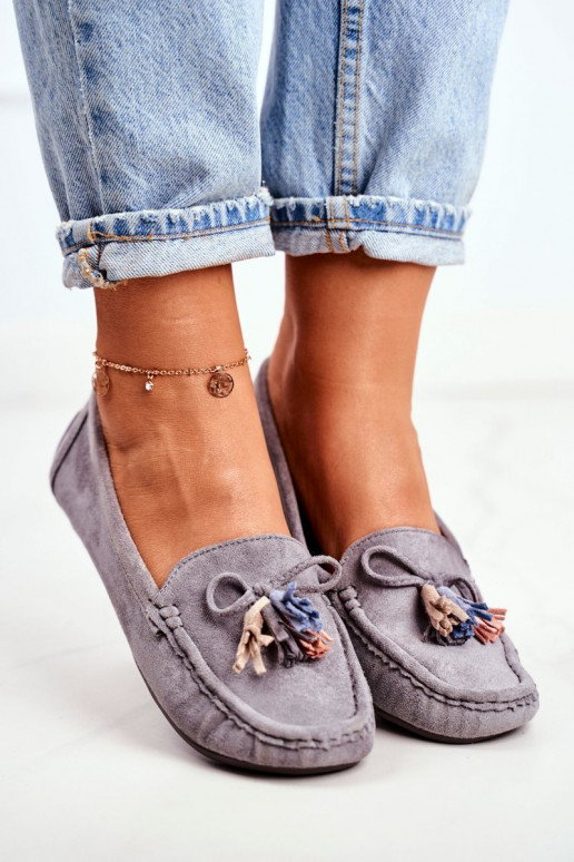 Mokasinai iš zomšos pilkos spalvos Donna Mia