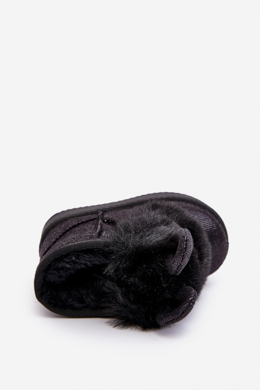 Vaikiški sniego batai pašiltinti su kailiuku viduje su ausytėm juodos spalvos Betty Vaikiški sniego batai pašiltinti su kailiuku viduje su ausytėm juodos spalvos Betty