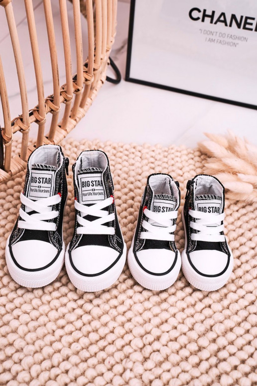 Vaikiški laisvalaikio batai su auliuku su užtrauktukais BIG STAR HH374188 juodos spalvos