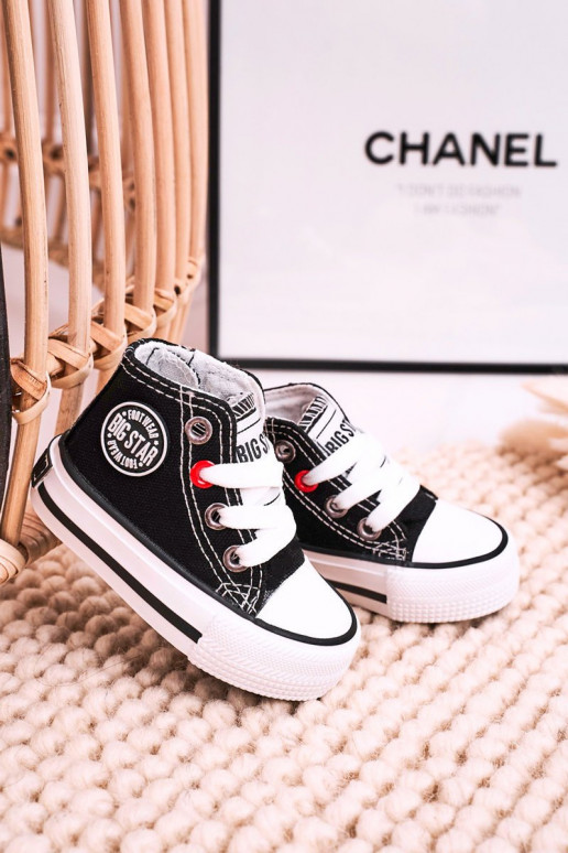 Vaikiški laisvalaikio batai su auliuku su užtrauktukais BIG STAR HH374188 juodos spalvos