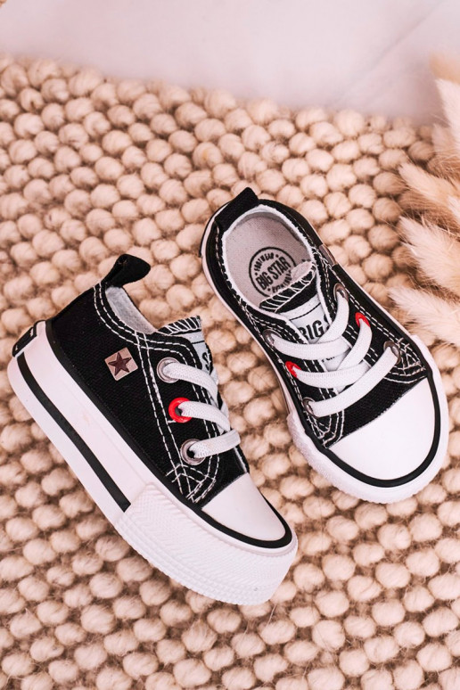 Vaikiški Klasikinio modelio lygiapadžiai sportbačiai BIG STAR HH374194 juodos spalvos Vaikiški Klasikinio modelio lygiapadžiai sportbačiai BIG STAR HH374194 juodos spalvos