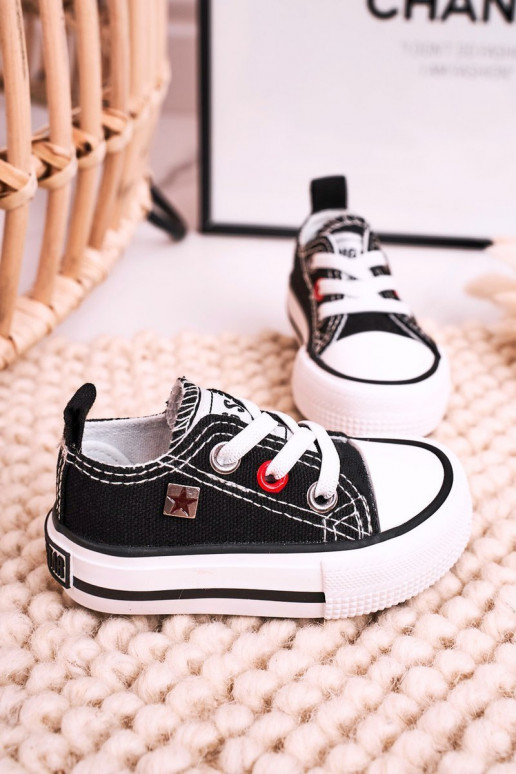 Vaikiški Klasikinio modelio lygiapadžiai sportbačiai BIG STAR HH374194 juodos spalvos Vaikiški Klasikinio modelio lygiapadžiai sportbačiai BIG STAR HH374194 juodos spalvos