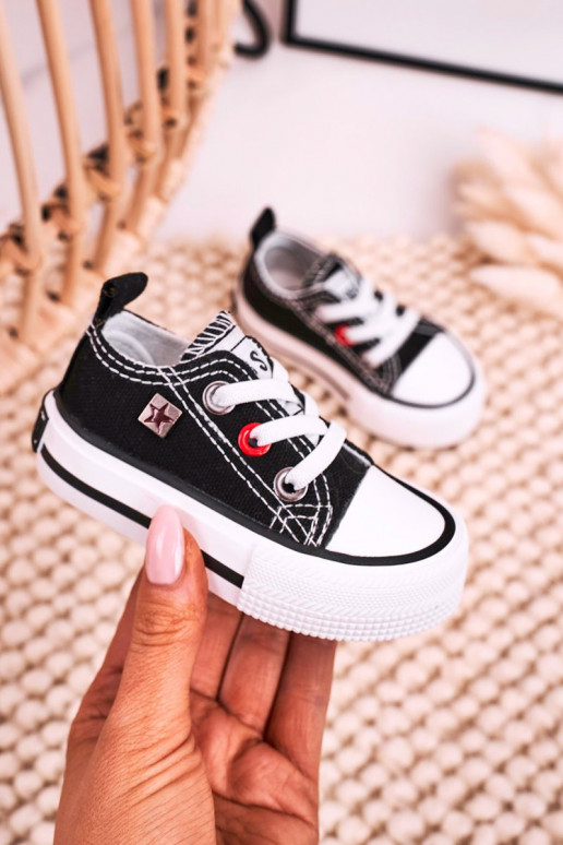 Vaikiški Klasikinio modelio lygiapadžiai sportbačiai BIG STAR HH374194 juodos spalvos Vaikiški Klasikinio modelio lygiapadžiai sportbačiai BIG STAR HH374194 juodos spalvos