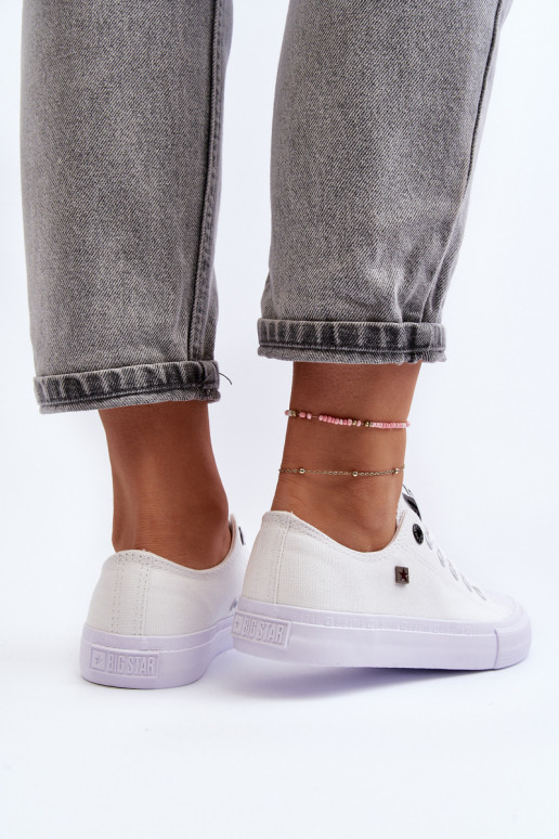 Klasikinio modelio lygiapadžiai sportbačiai BIG STAR AA274010 baltos spalvos