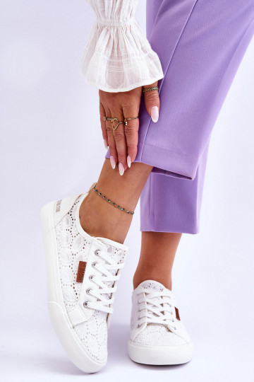 su nėrinių motyvais Sportbačiai BIG STAR W274925 baltos spalvos