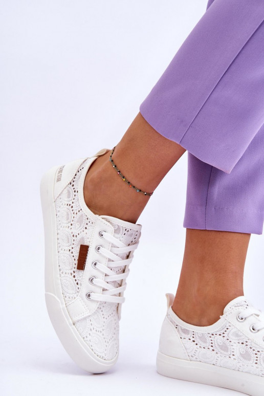 su nėrinių motyvais Sportbačiai BIG STAR W274925 baltos spalvos