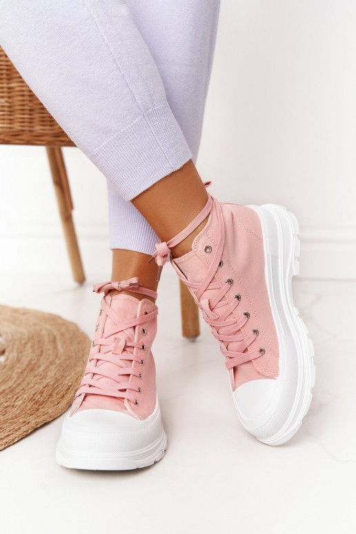 laisvalaikio batai su auliuku su plačiais padais rožinės spalvos Trissy laisvalaikio batai su auliuku su plačiais padais rožinės spalvos Trissy