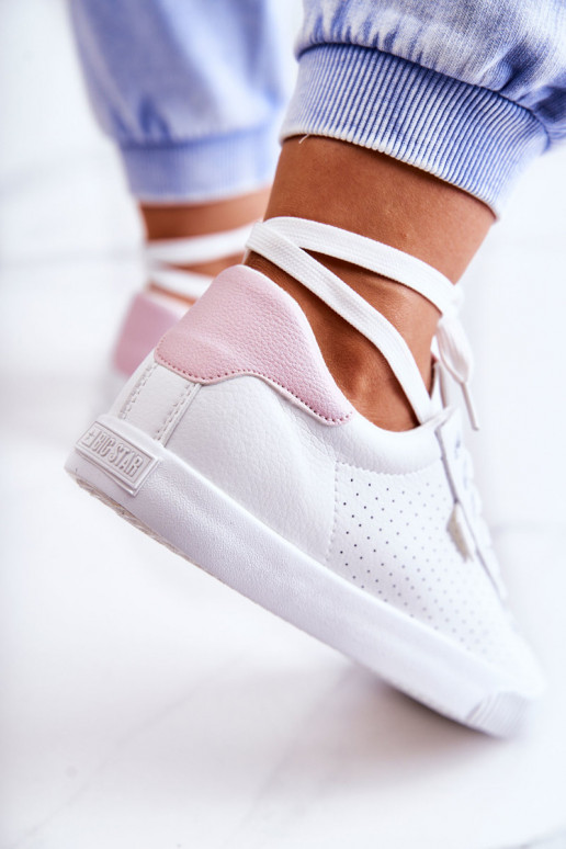 Natūralios odos sportbačiai BIG STAR HH274073 Baltos-rožinės spalvos