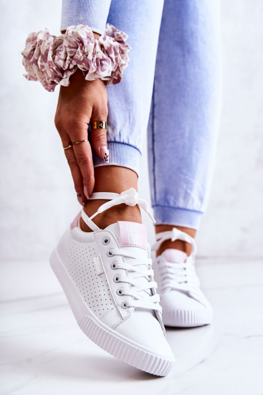 Natūralios odos sportbačiai BIG STAR HH274073 Baltos-rožinės spalvos