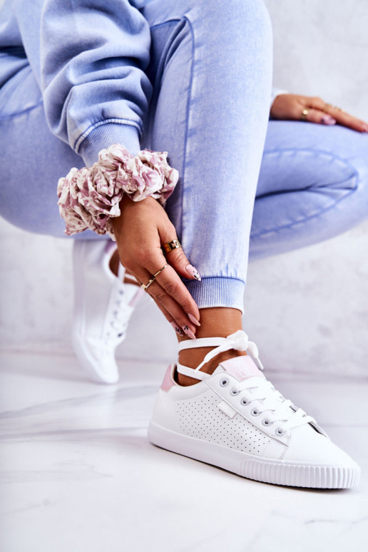 Natūralios odos sportbačiai BIG STAR HH274073 Baltos-rožinės spalvos