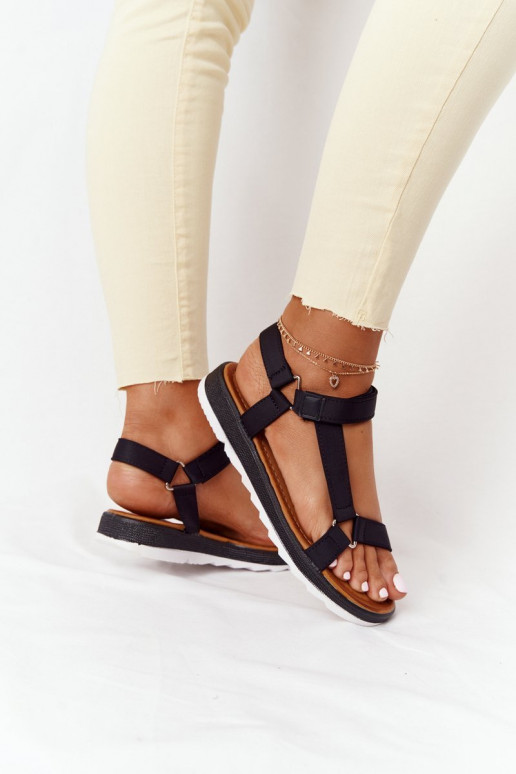 Moteriškos basutės  su guminiais padais juodos spalvos Stranger