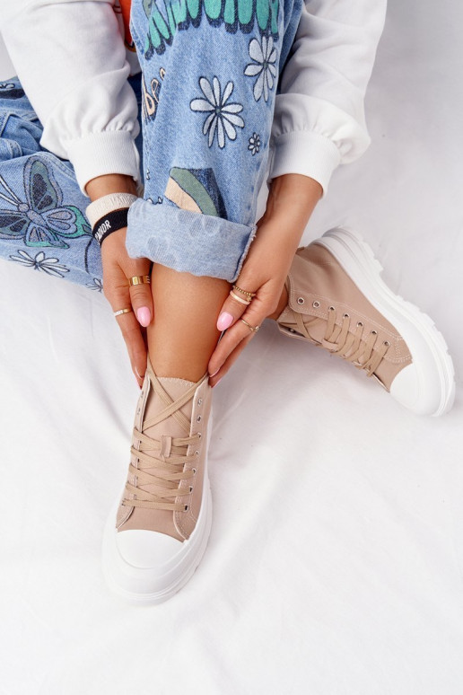 laisvalaikio batai su auliuku su plačiais padais šviesiai rudos spalvos Trissy laisvalaikio batai su auliuku su plačiais padais šviesiai rudos spalvos Trissy